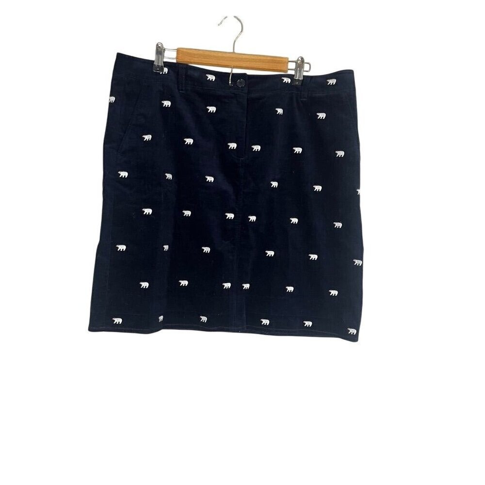 Talbots‎ Skirt 16 Blue Velvet Midi Career Polar Bear Novelty Preppy Office